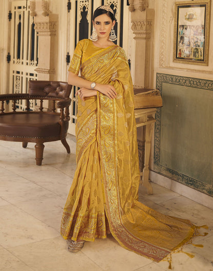 Yellow Silk Saree | Leemboodi