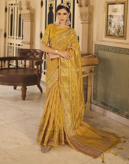 Yellow Silk Saree | Leemboodi