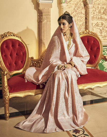 Off White Kanjivaram Handloom Weaving Silk Saree | Leemboodi