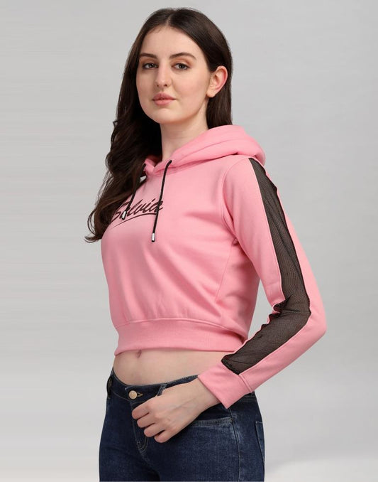 Light Pink Coloured Cotton Fleece Blend Plain Hoodie | Sudathi