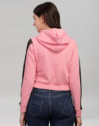 Light Pink Coloured Cotton Fleece Blend Plain Hoodie | Sudathi