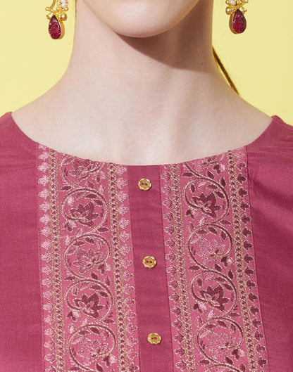 Dark Pink Kurti With Pant And Dupatta | Leemboodi