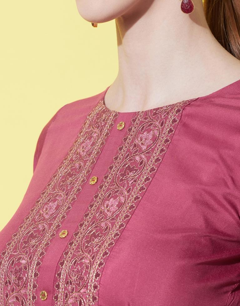 Dark Pink Kurti With Pant And Dupatta | Leemboodi