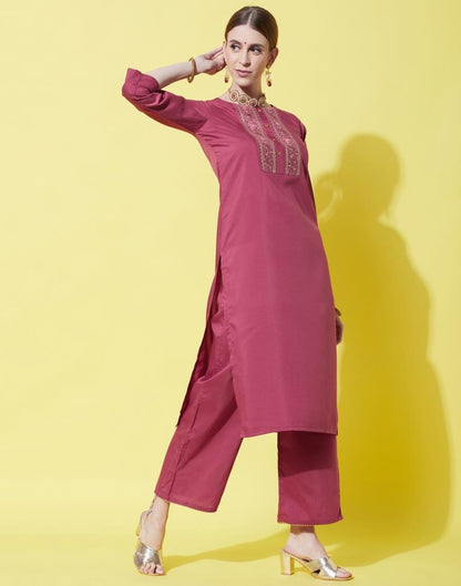 Dark Pink Kurti With Pant And Dupatta | Leemboodi