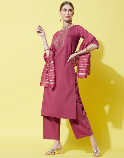 Dark Pink Kurti With Pant And Dupatta | Leemboodi