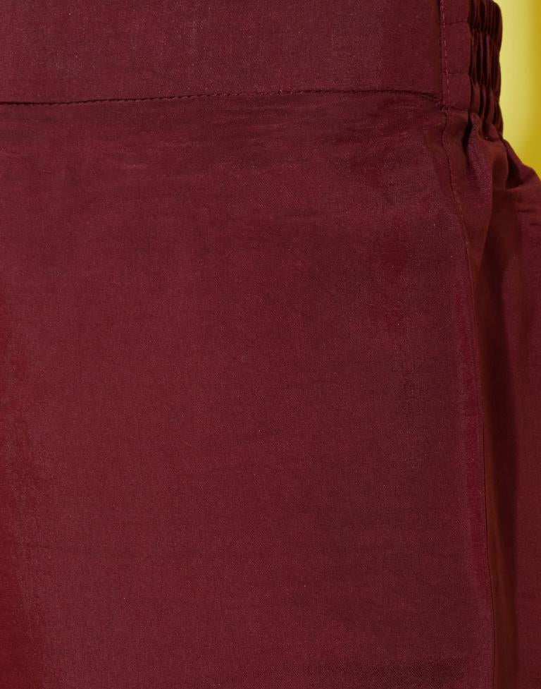 Maroon Kurti With Pant And Dupatta | Leemboodi