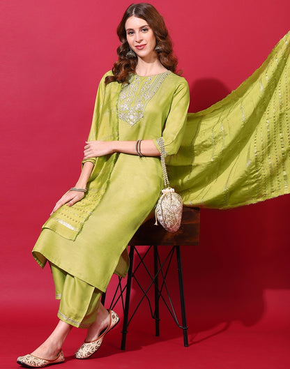 Mint Green Kurti With Pant And Dupatta | Leemboodi