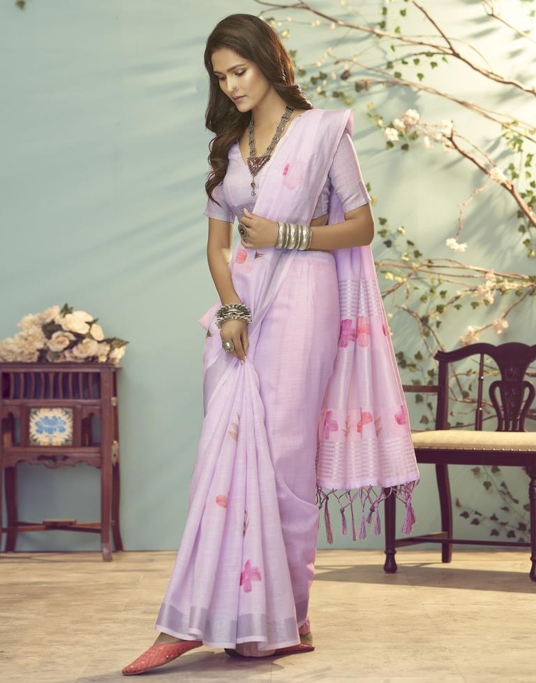 Light Purple Printed Saree | Leemboodi