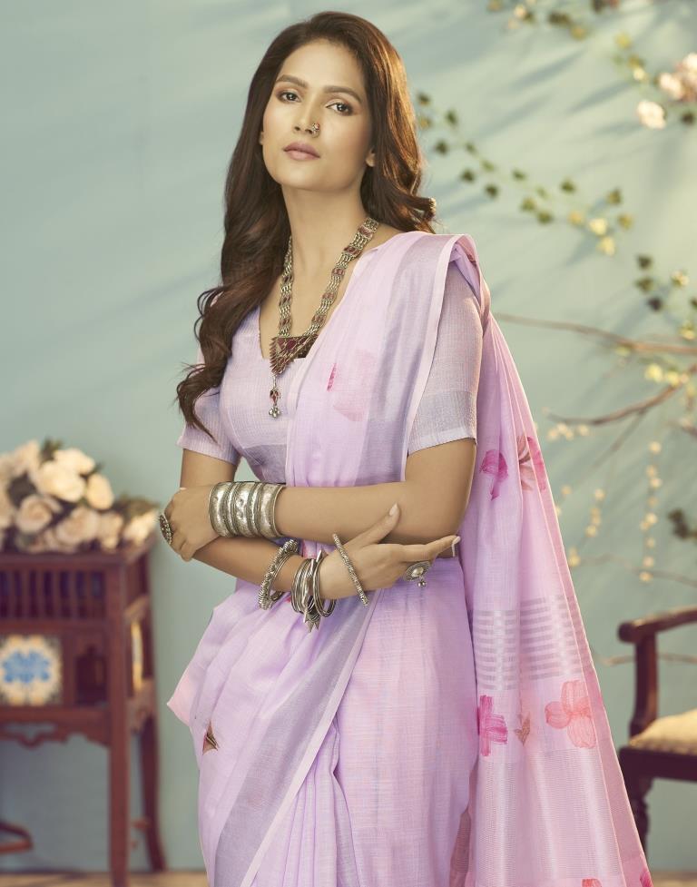 Light Purple Printed Saree | Leemboodi