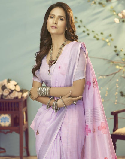 Light Purple Printed Saree | Leemboodi