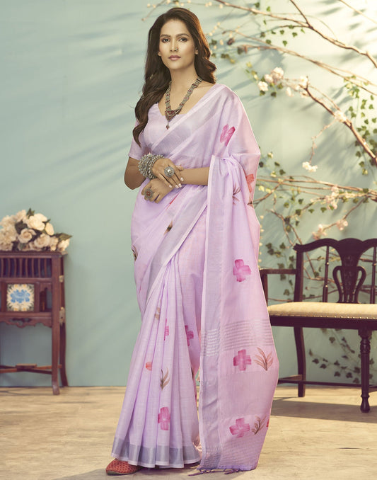 Light Purple Printed Saree | Leemboodi