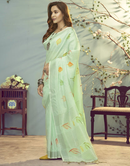 Light Green Printed Saree | Leemboodi