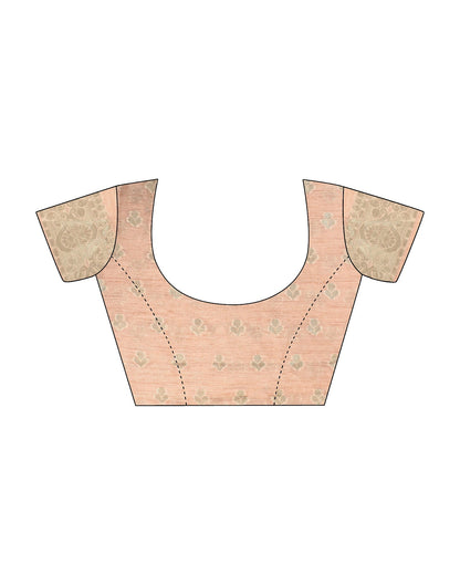 Light Peach Organza Silk Jacquard Saree | Leemboodi