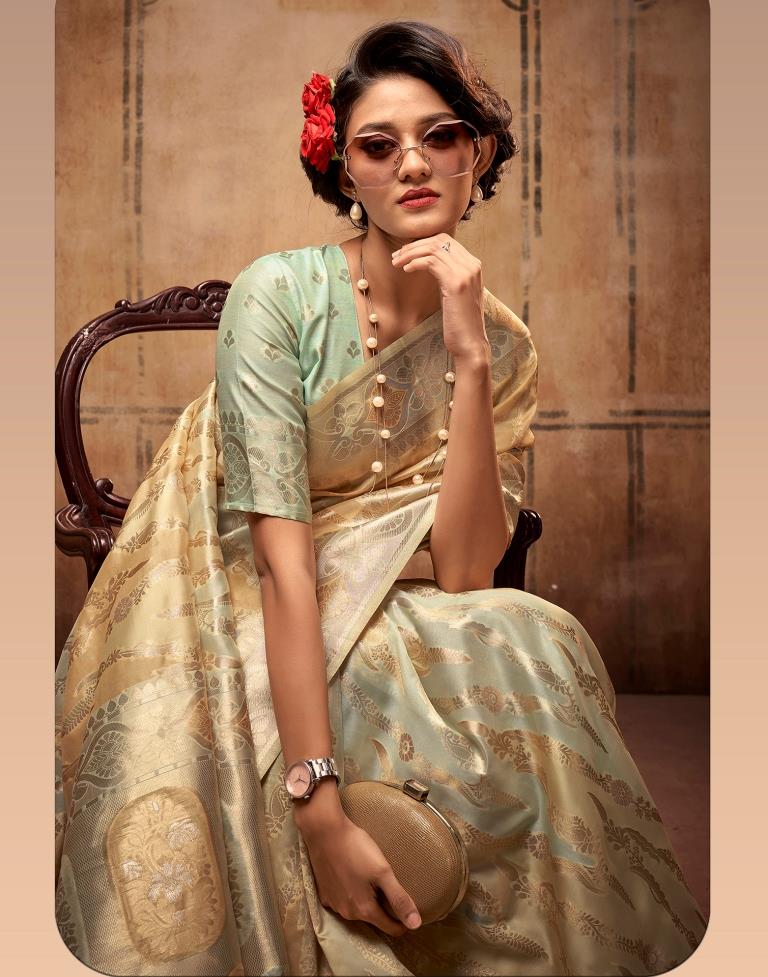 Light Yellow Silk Saree | Leemboodi