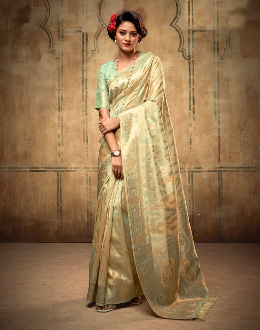 Light Yellow Silk Saree | Leemboodi