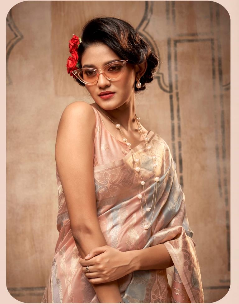 Coral Pink Silk Saree | Leemboodi