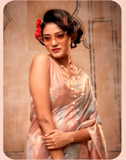 Coral Pink Silk Saree | Leemboodi