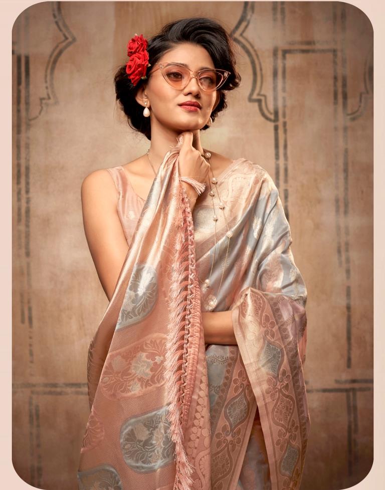 Coral Pink Silk Saree | Leemboodi