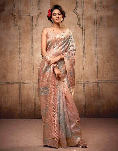 Coral Pink Silk Saree | Leemboodi
