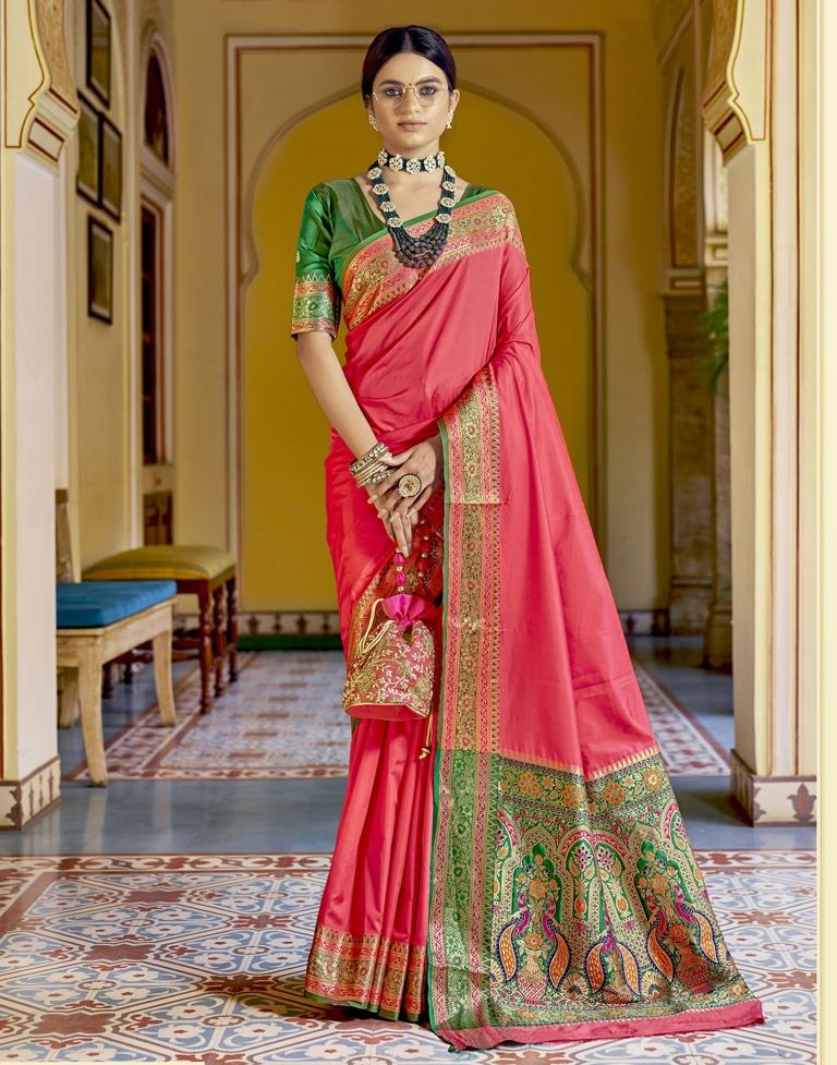 Pink Silk Paithani Saree | Leemboodi