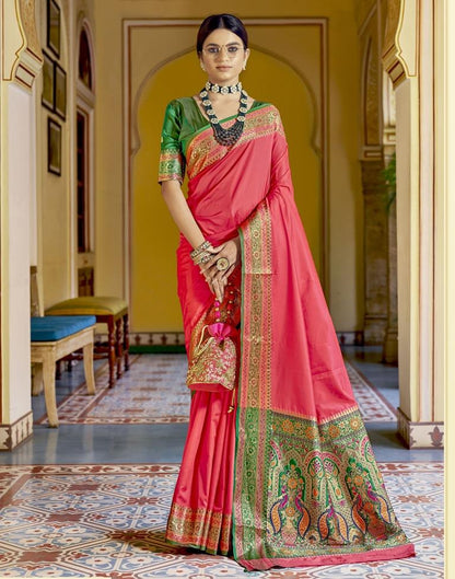 Pink Silk Paithani Saree | Leemboodi