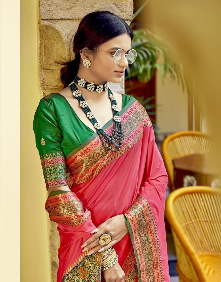 Pink Silk Paithani Saree | Leemboodi