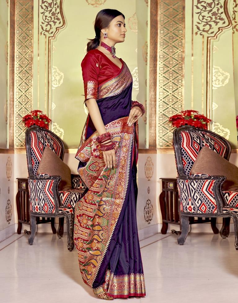 Purple Silk Paithani Saree | Leemboodi