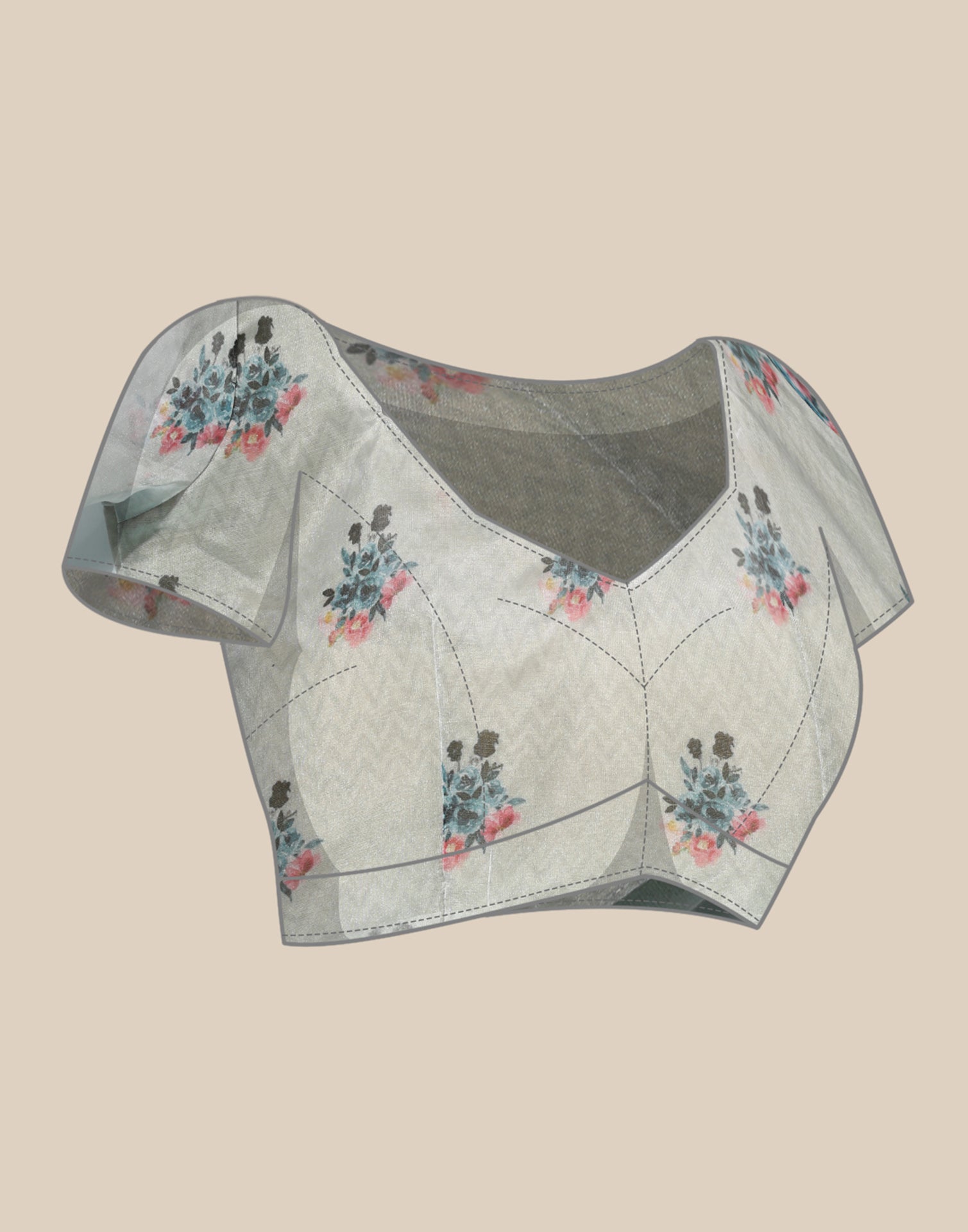 Multicoloured Organza Printed Saree | Leemboodi