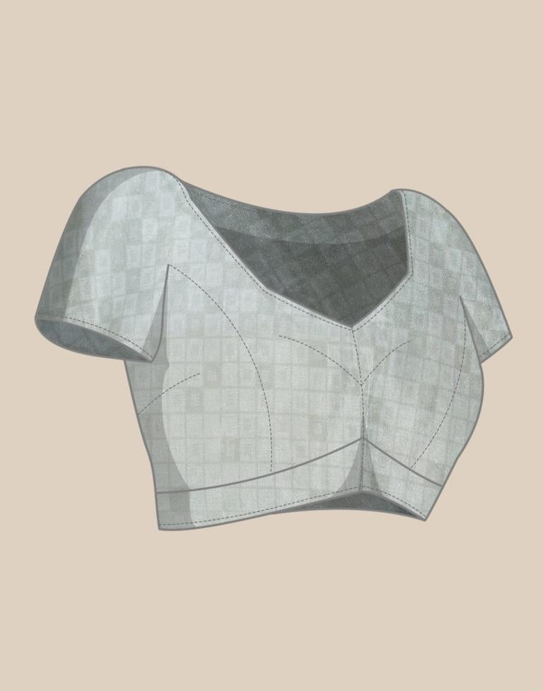 Light Grey Organza Floral Printed Saree