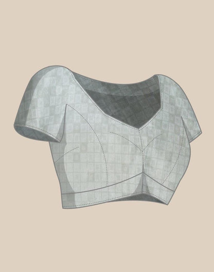 Light Grey Organza Floral Printed Saree