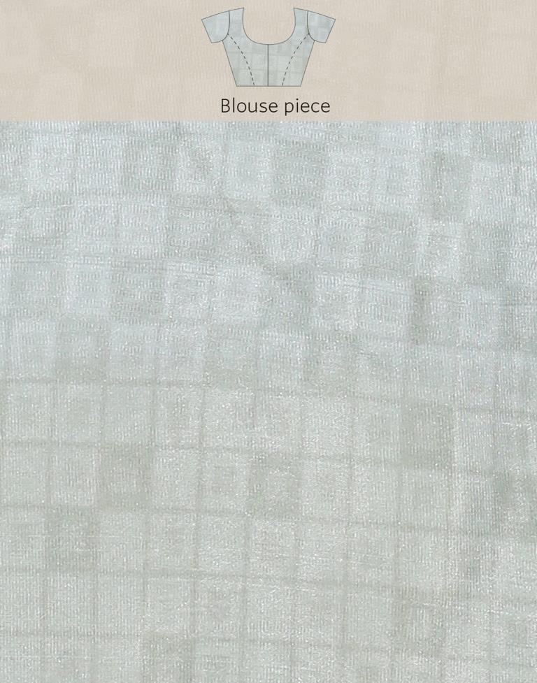 Light Grey Organza Floral Printed Saree