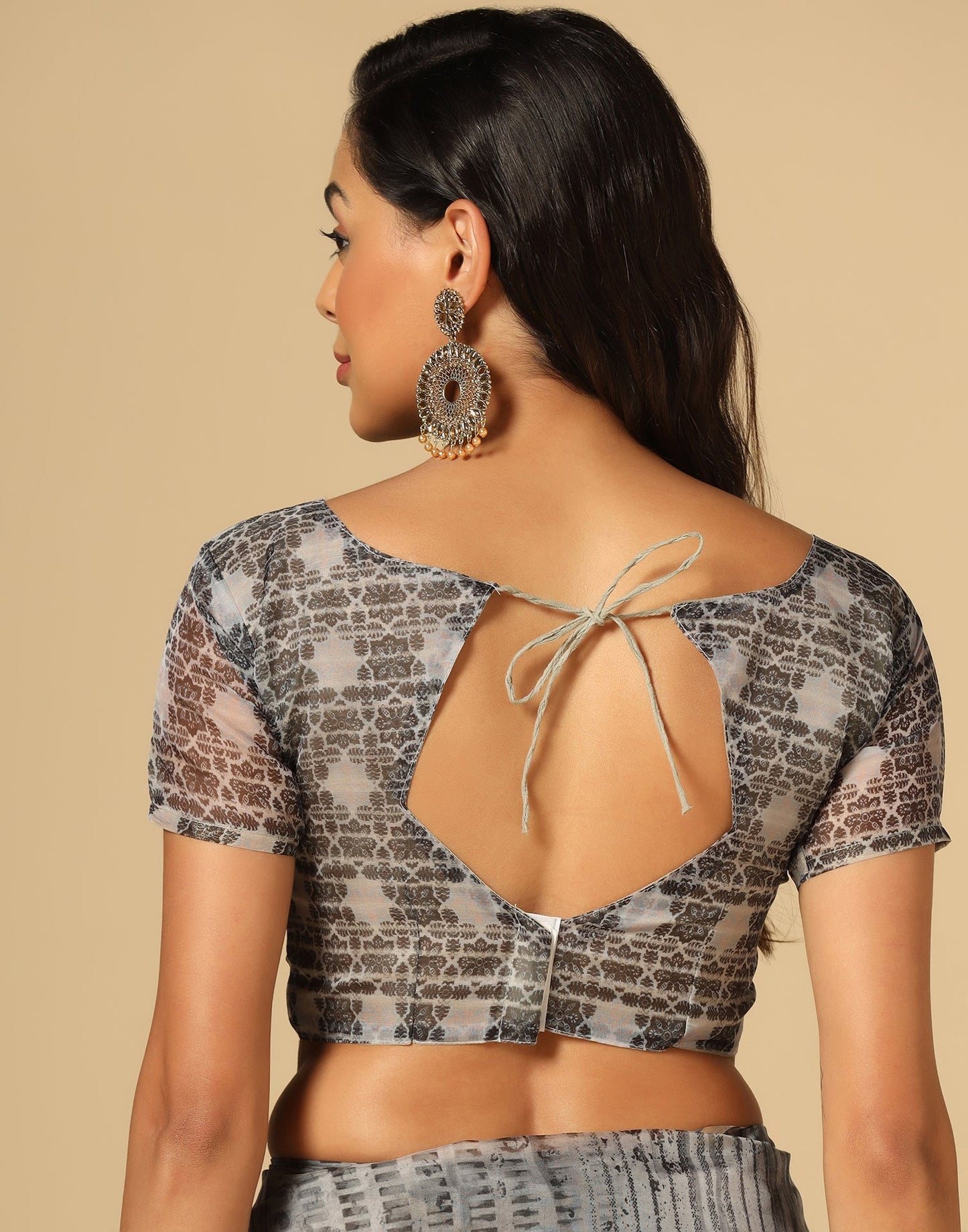 Grey Organza Printed Saree | Leemboodi