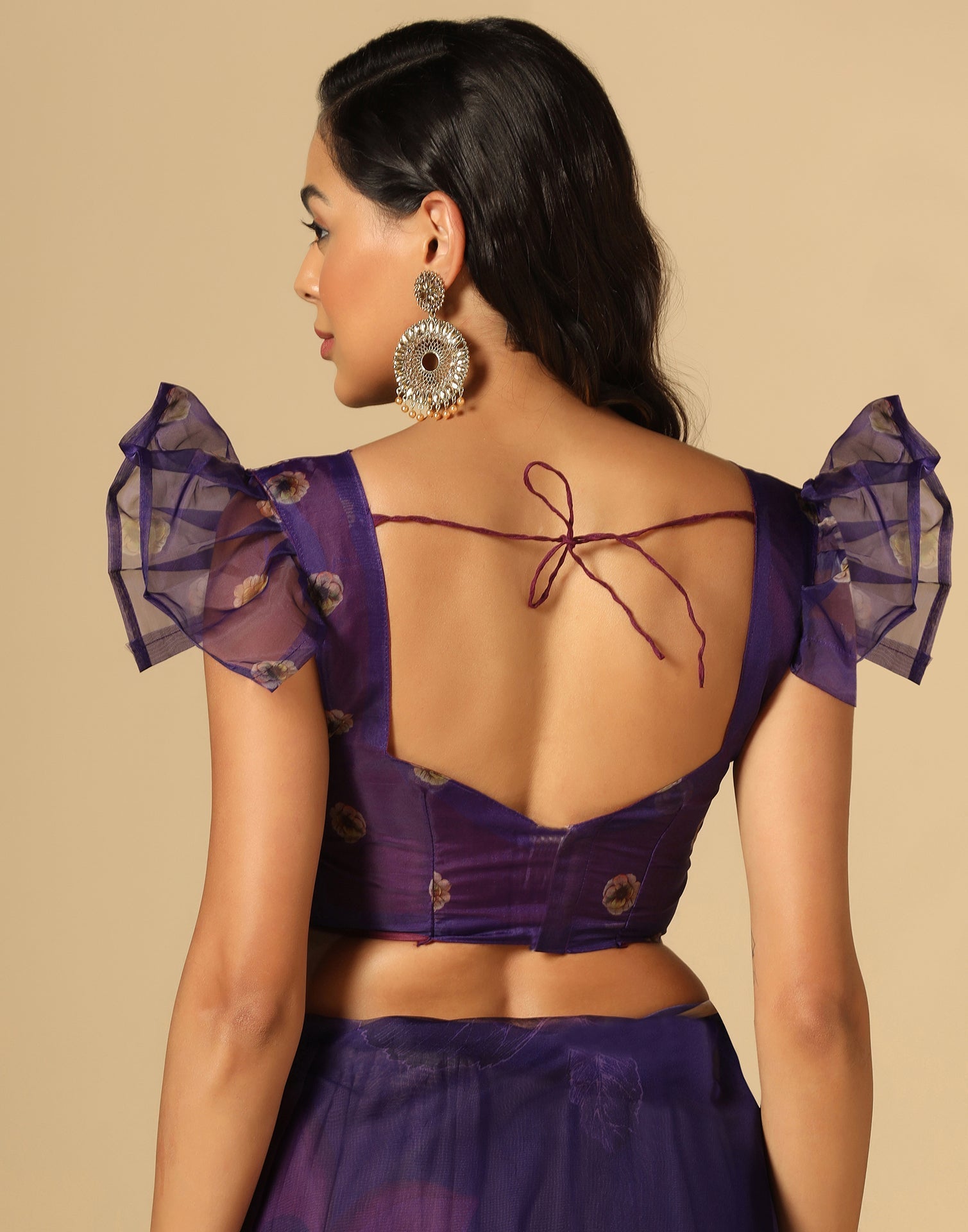 Blue Organza Printed Saree | Leemboodi