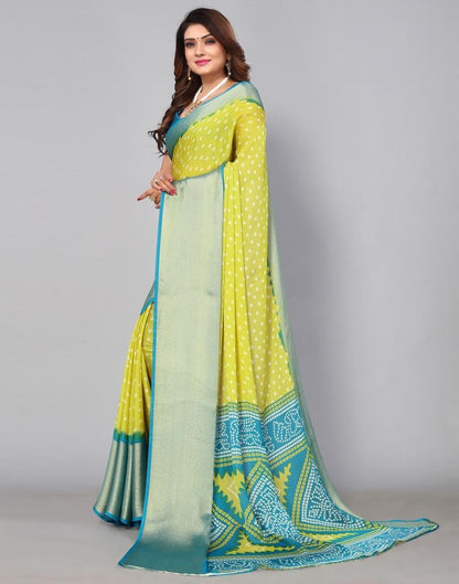 Neon Green Chiffon Saree | Leemboodi