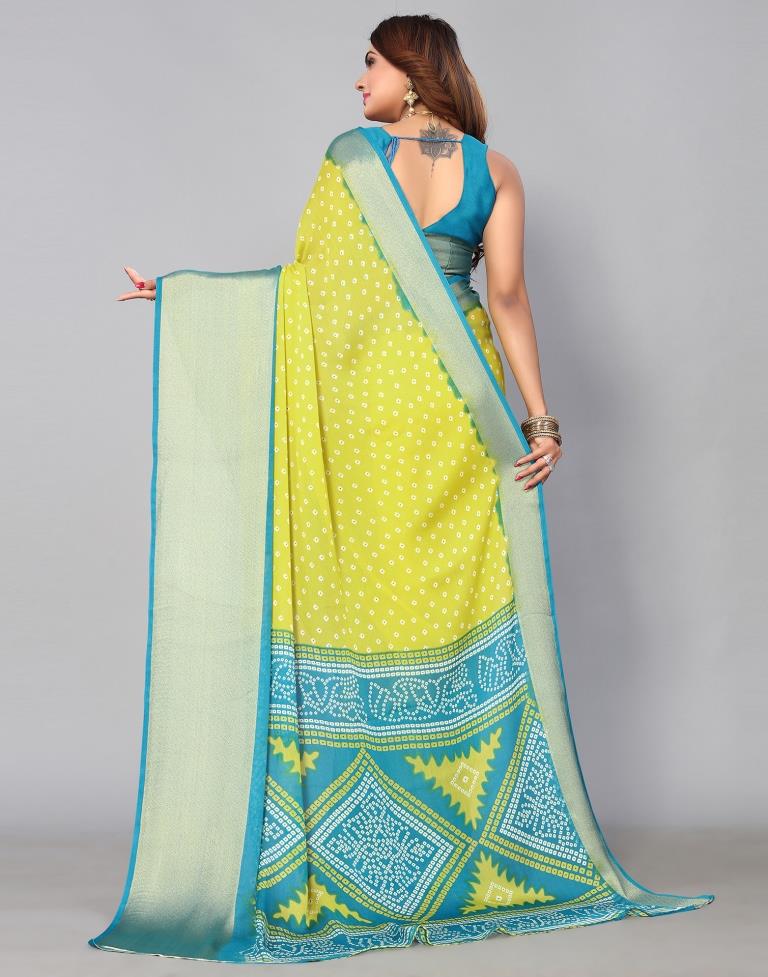 Neon Green Chiffon Saree | Leemboodi