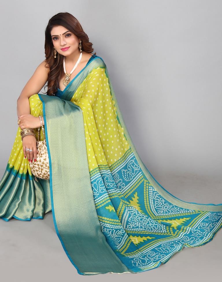 Neon Green Chiffon Saree | Leemboodi