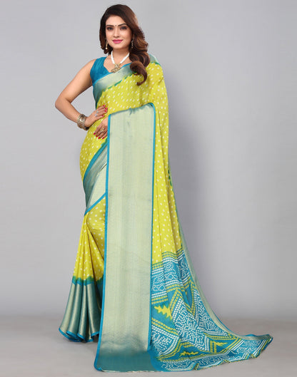 Neon Green Chiffon Saree | Leemboodi