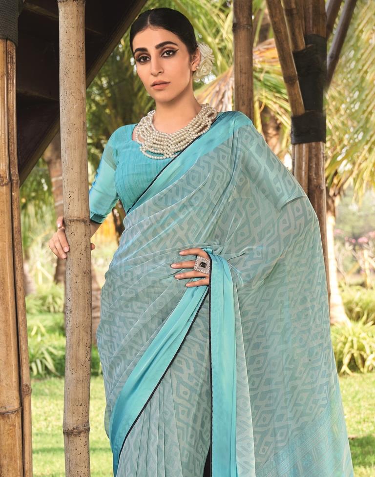 Light Blue Georgette Saree | Leemboodi
