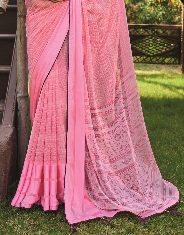 Light Pink Georgette Saree | Leemboodi