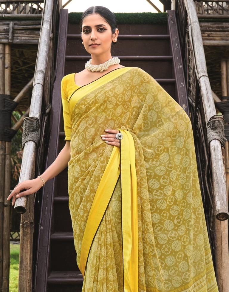 Light Yellow Georgette Saree | Leemboodi