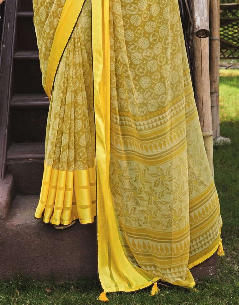 Light Yellow Georgette Saree | Leemboodi