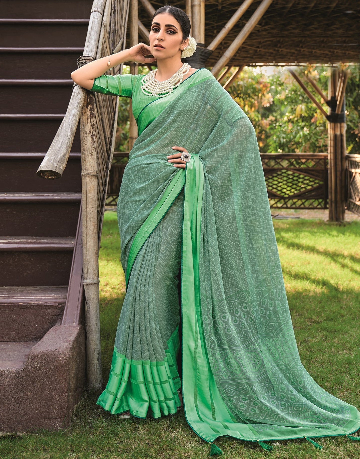 Light Green Georgette Saree | Leemboodi