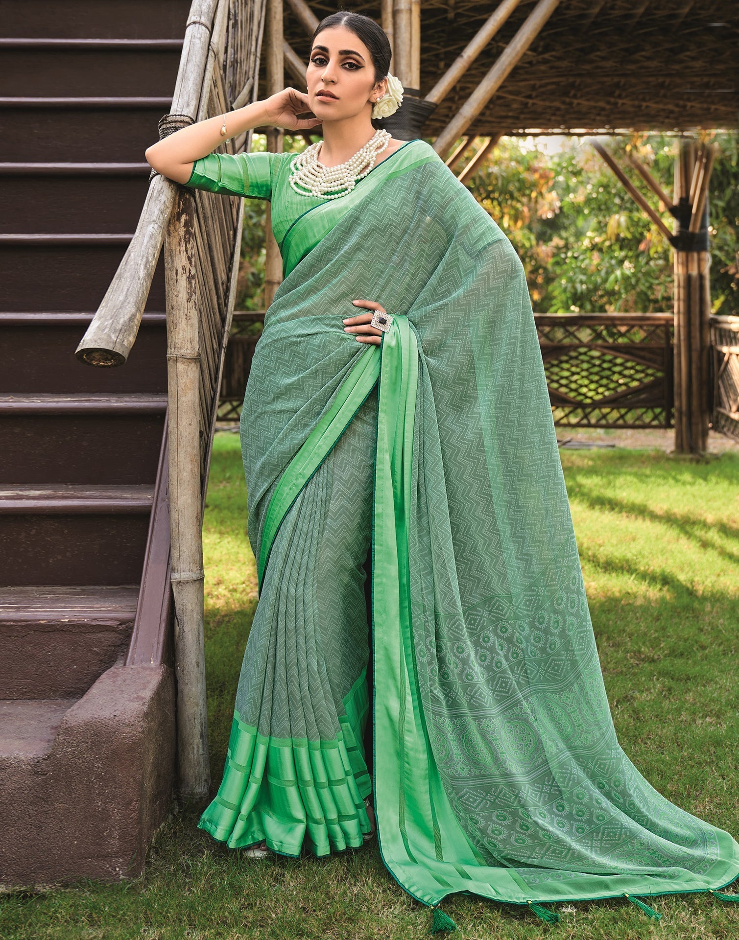 Light Green Georgette Saree | Leemboodi