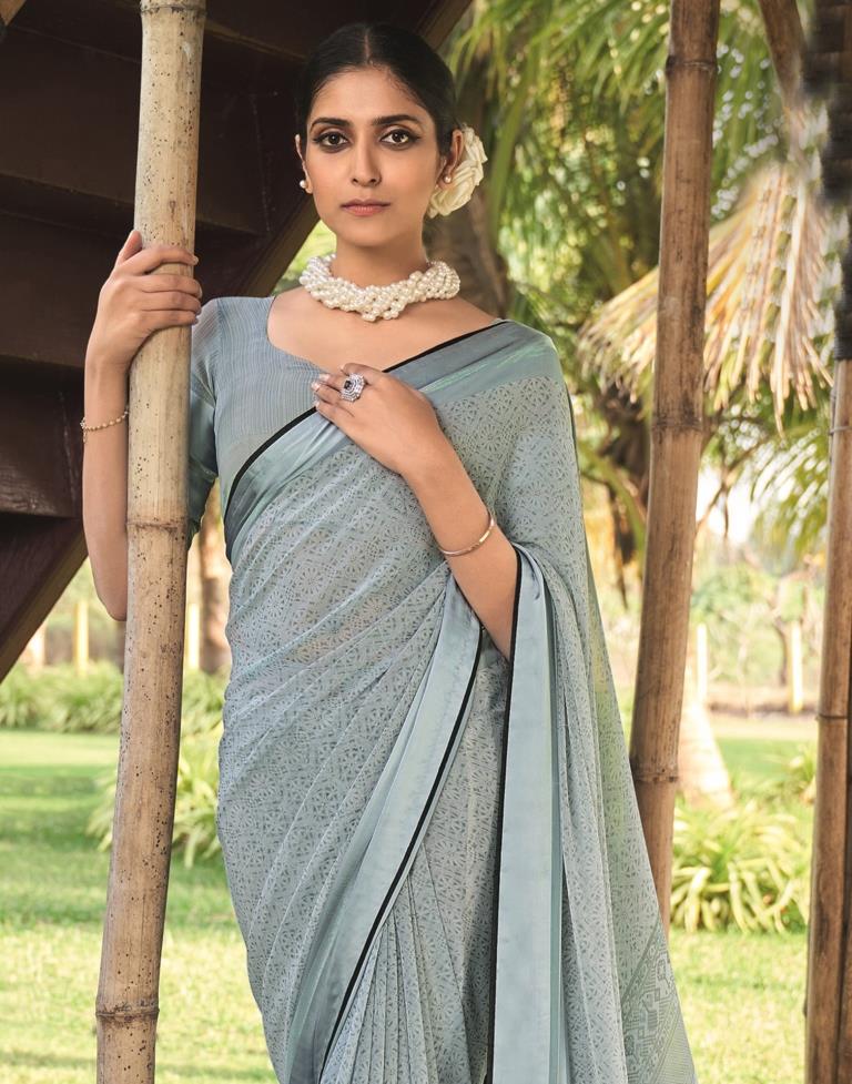 Grey Georgette Saree | Leemboodi