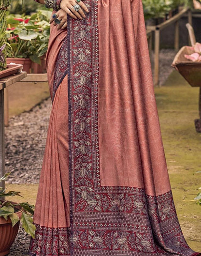 Peach Printed Saree | Sudathi