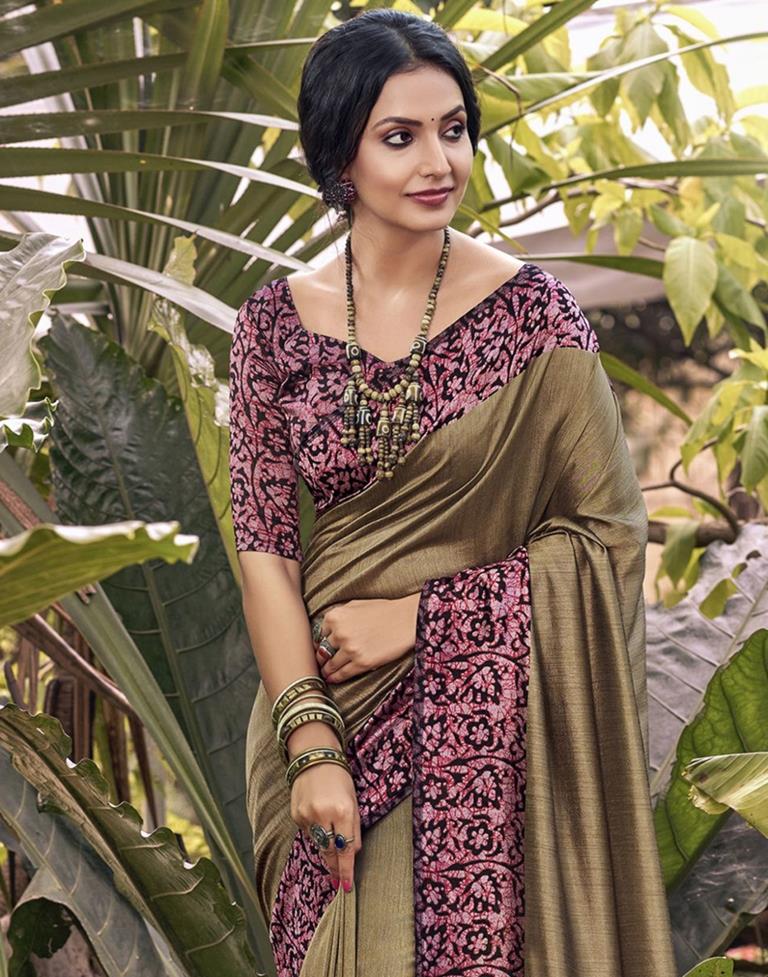 Pink Printed Saree | Leemboodi