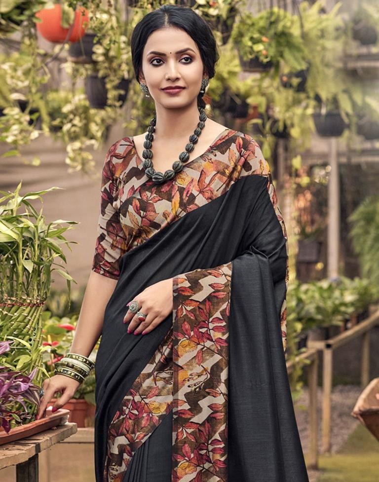Black Printed Saree | Leemboodi