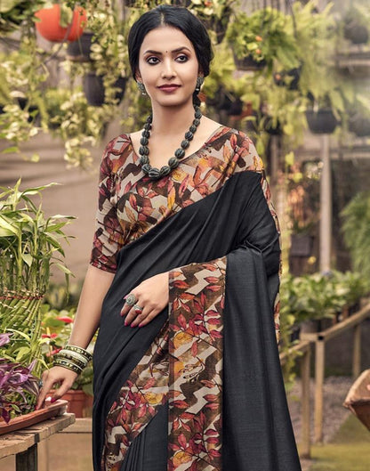Black Printed Saree | Leemboodi