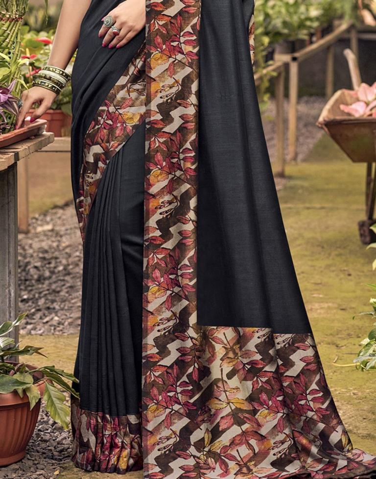 Black Printed Saree | Leemboodi