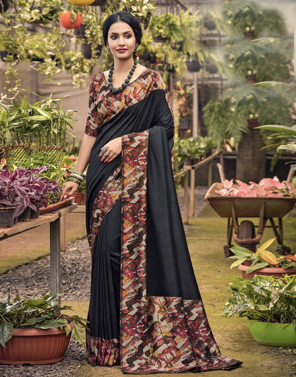 Black Printed Saree | Leemboodi